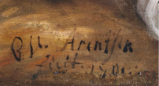 Handtekening W. Arentsen fecit, 1701 Hulst schilderij Hattinga