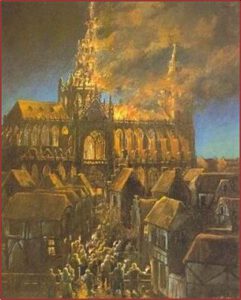Kerktorenbrand Den Bosch 1584 (www.brabantorgel.nl)